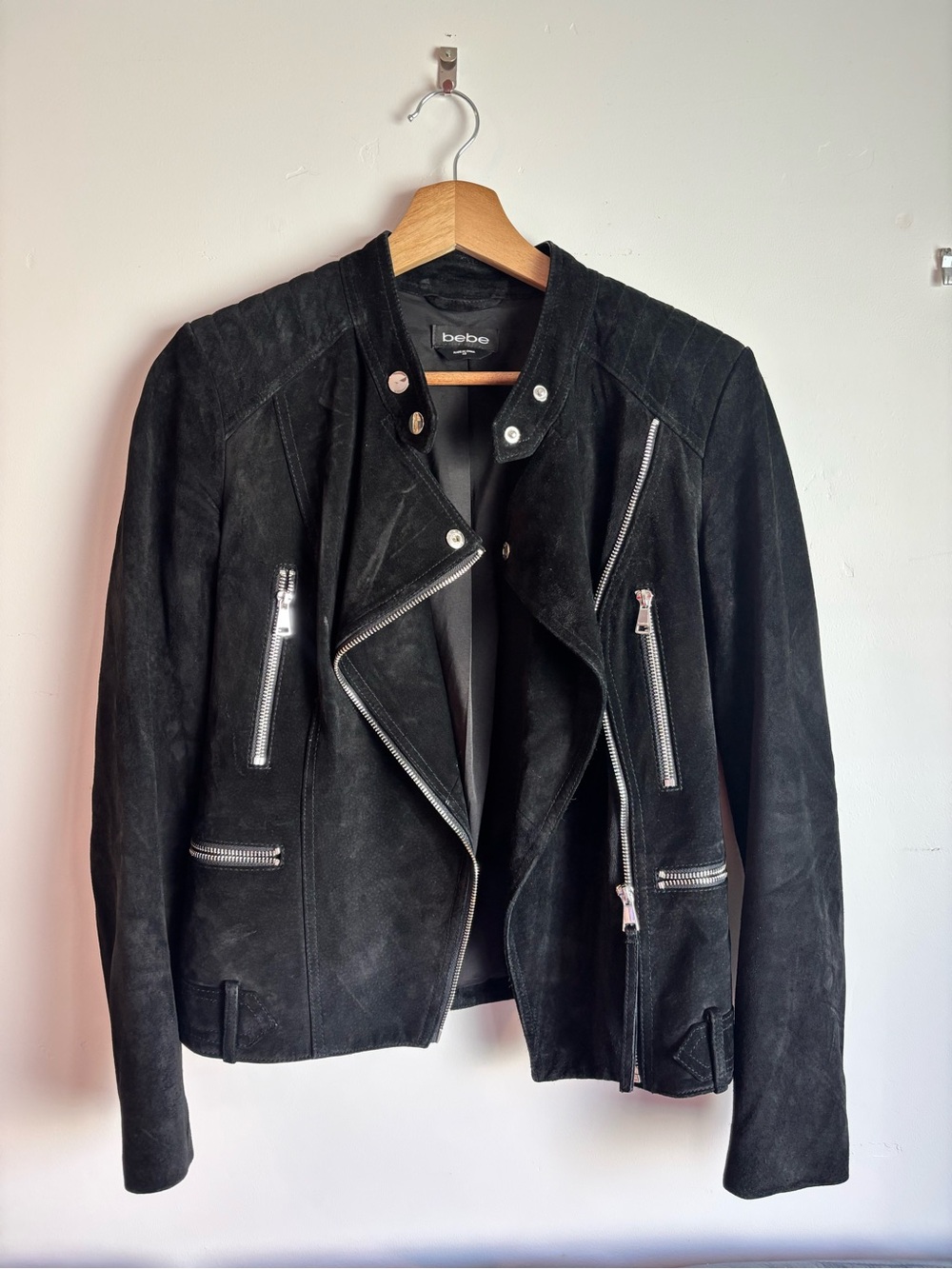 bebe 100% Pig Suede Moto Jacket